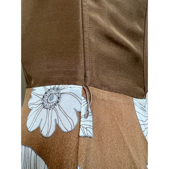 Spiegel Women's Strapless Brown White Floral Sequined 100% Silk Mini Dress 4 - Picture 5 of 14